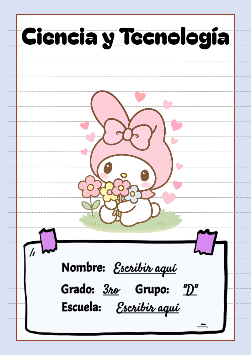 Portada de My Melody de Ciencia y Tecnología para cuaderno para niños de primaria - tendencia educativa 2026