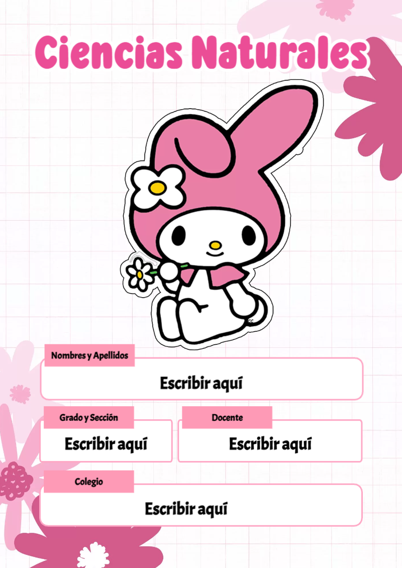 Portada de My Melody de Ciencias Naturales para cuaderno para niños de primaria - para todas las edades y grados