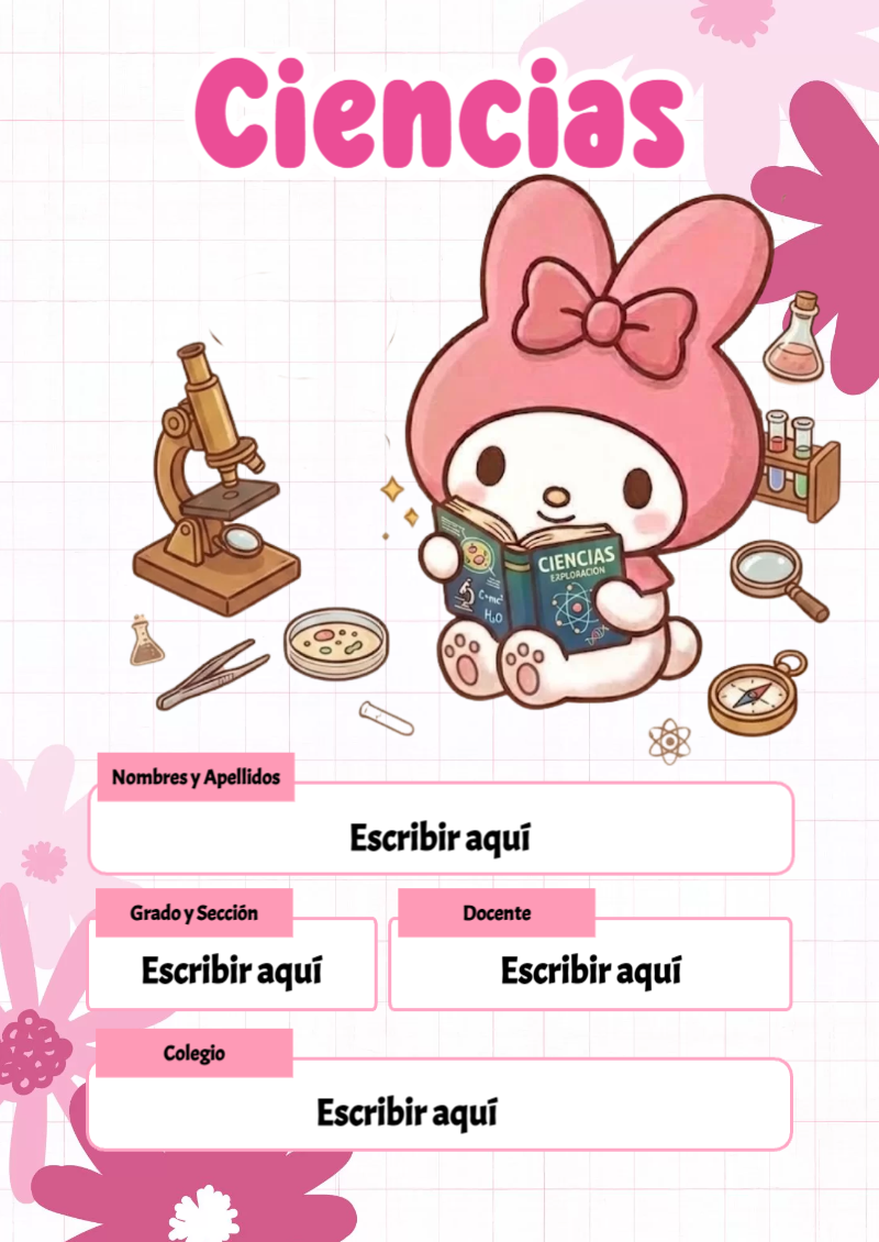 Portada de My Melody de Ciencias Editable para Imprimir Gratis