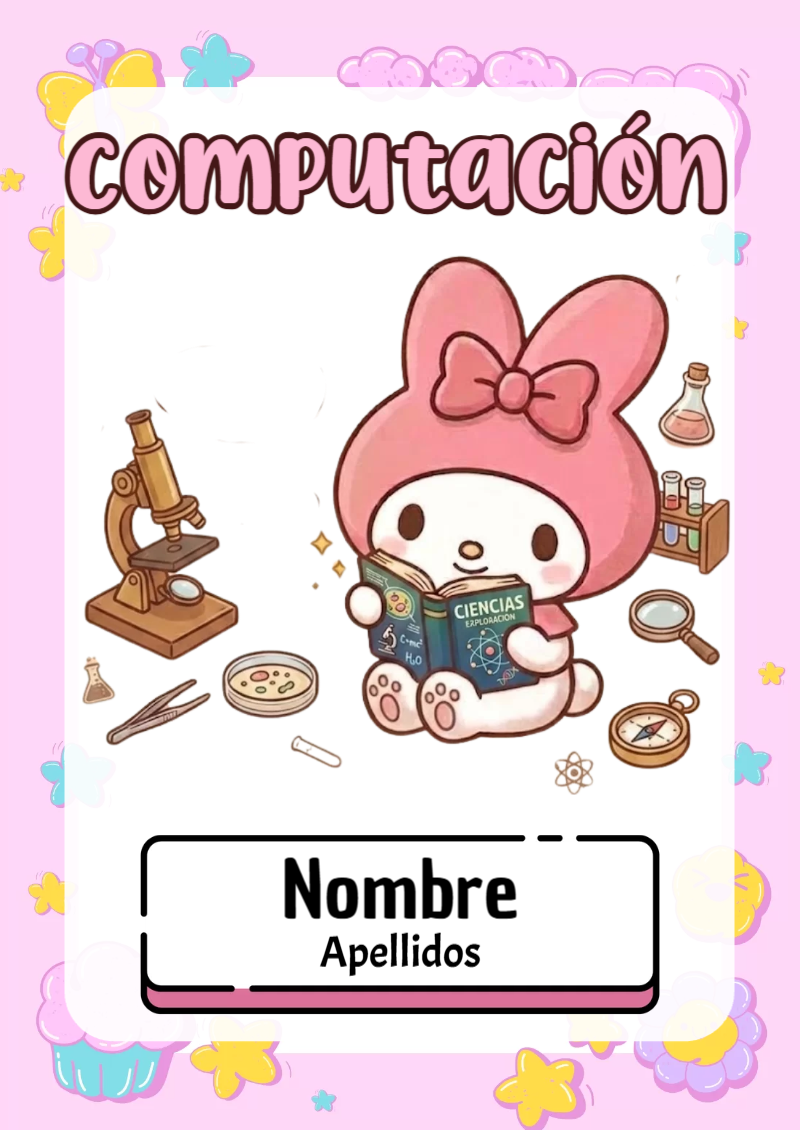 Portada de My Melody de Computación para cuaderno escolar creativa - formato digital listo para usar