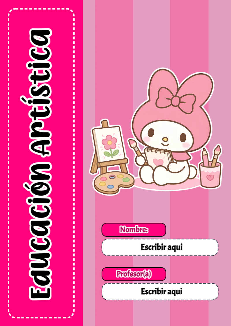 Portada de My Melody de Educación Artística para cuaderno para clases - creación especial de Mini Canva