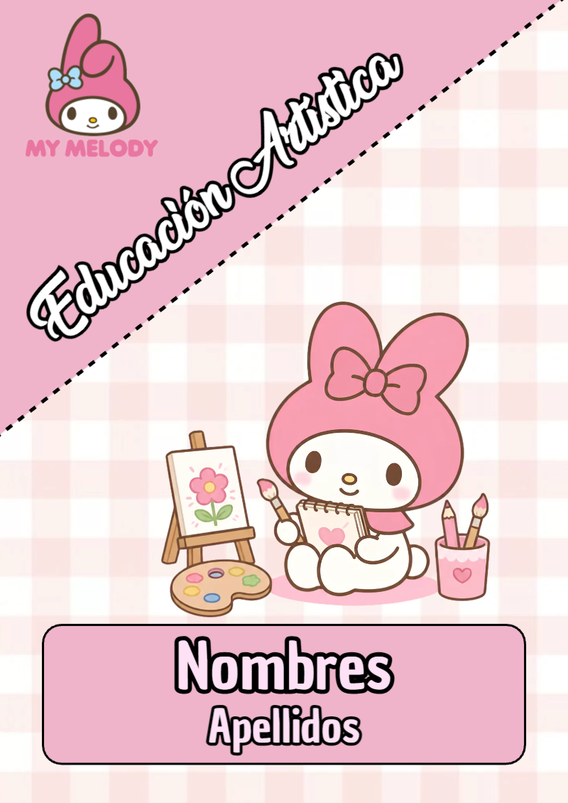 Portada de My Melody de Educación Artística para cuaderno decorativa y bonita - ideal para cuadernos de espiral