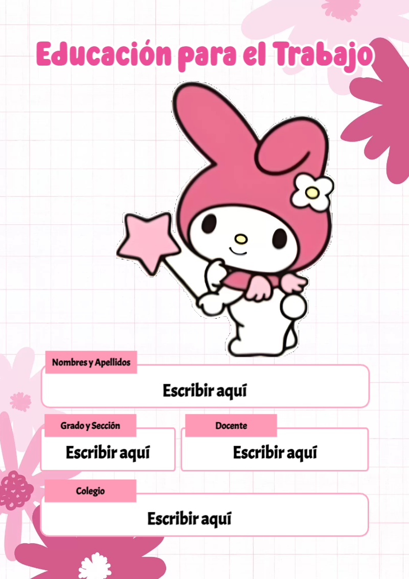 Portada de My Melody de Educación para el Trabajo Editable para Imprimir Gratis