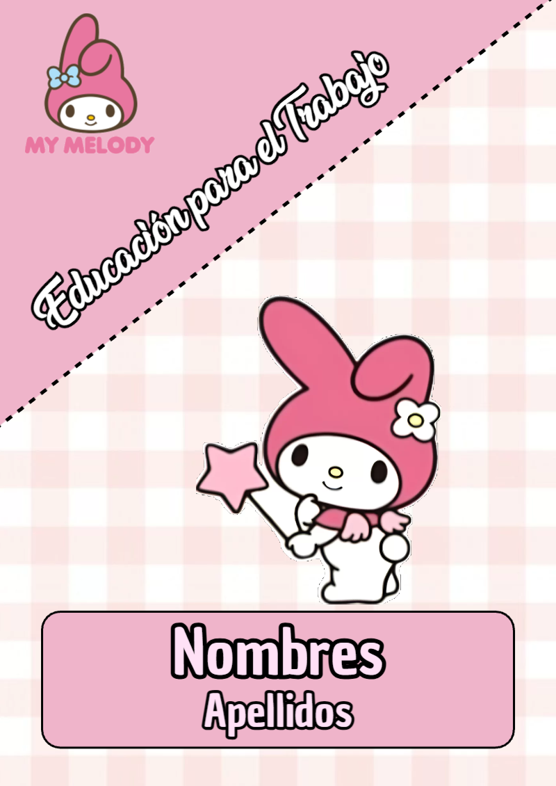 Portada de My Melody de Educación para el Trabajo Editable para Imprimir Gratis