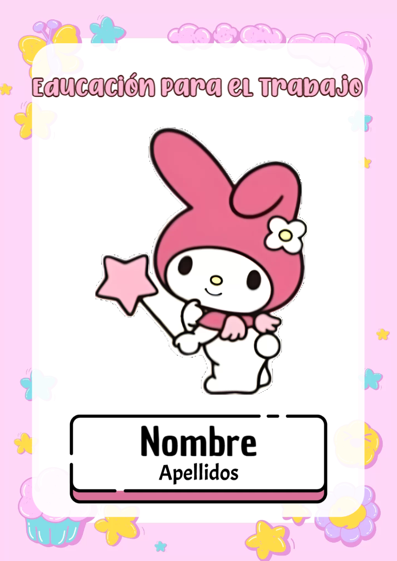 Portada de My Melody de Educación para el Trabajo para cuaderno con estilo infantil - para personalizar tus materias