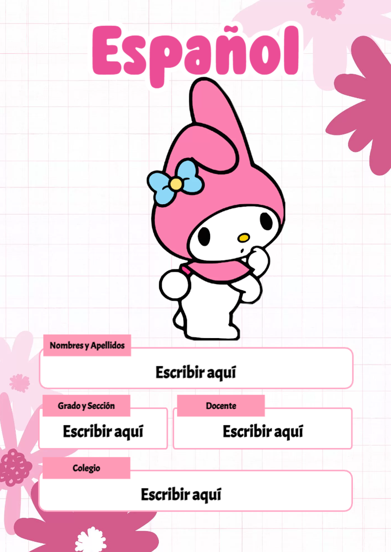 Portada de My Melody de Español Editable para Imprimir Gratis