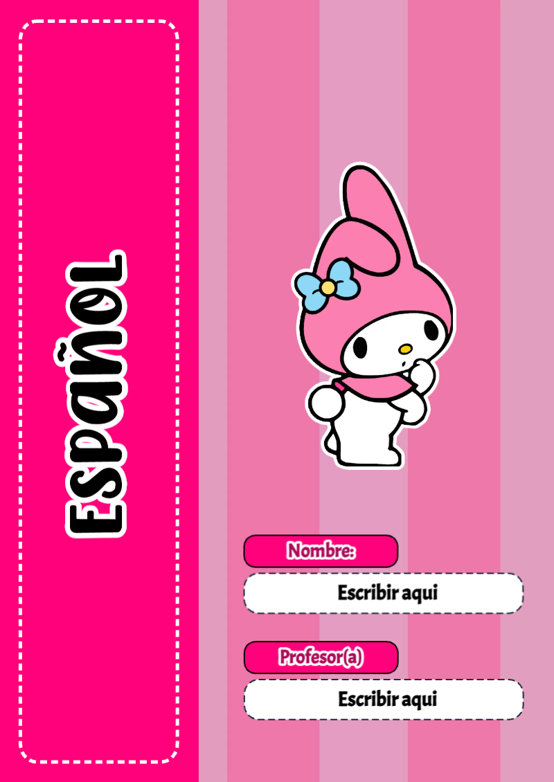 Portada de My Melody de Español Editable para Imprimir Gratis