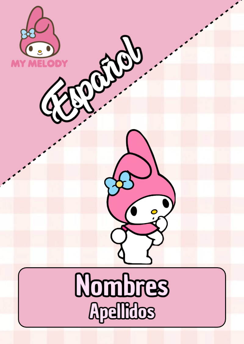 Portada de My Melody de Español Editable para Imprimir Gratis