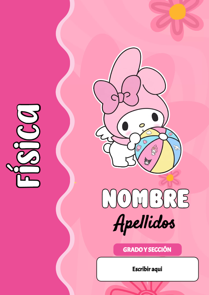 Portada de My Melody de Física para cuaderno para clases - con colores vivos y llamativos