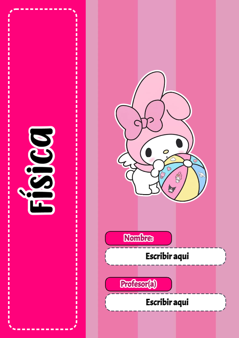 Portada de My Melody de Física Editable para Imprimir Gratis
