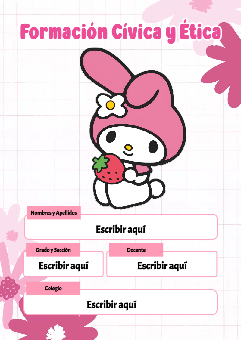 Portada de My Melody de Formación Cívica y Ética Editable para Imprimir Gratis