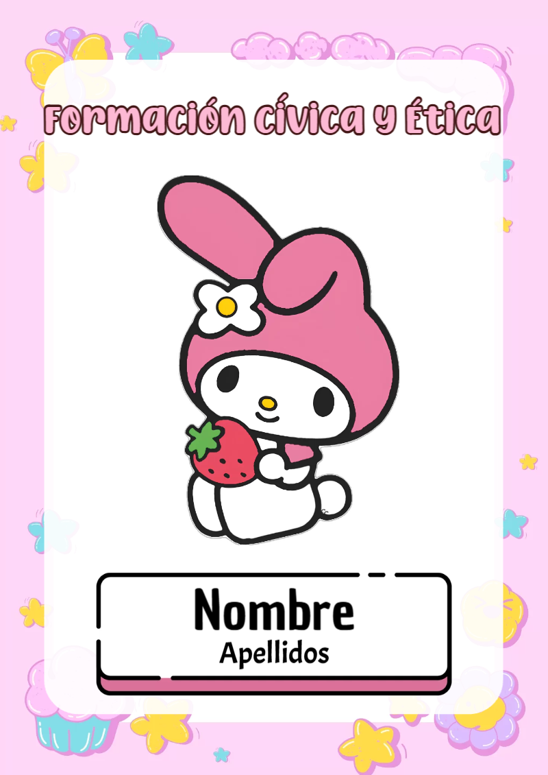 Portada de My Melody de Formación Cívica y Ética para cuaderno para clases - diseño exclusivo y original