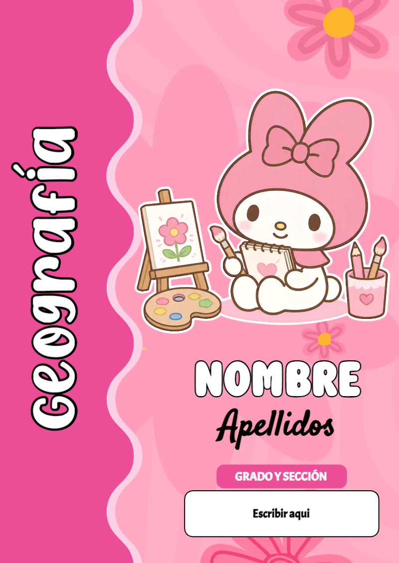 Portada de My Melody de Geografía para cuaderno colorida y creativa - diseño exclusivo y original