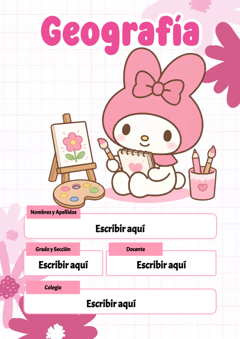 Portada de My Melody de Geografía Editable para Imprimir Gratis