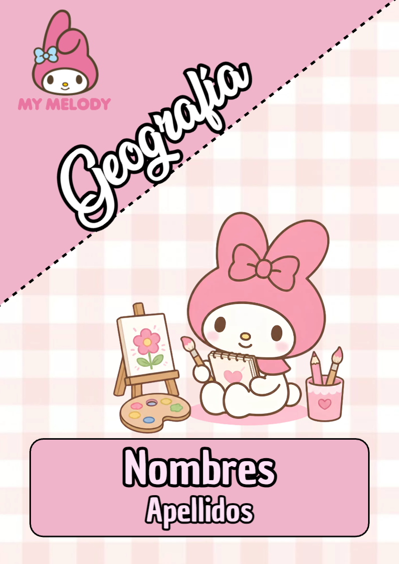 Portada de My Melody de Geografía para cuaderno con diseño bonito - ideal para el nuevo año escolar