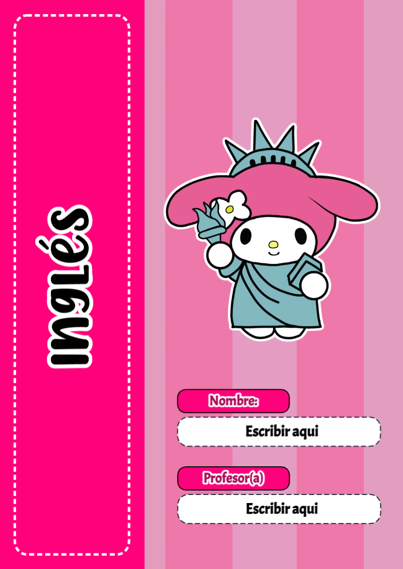 Portada de My Melody de Inglés Editable para Imprimir Gratis