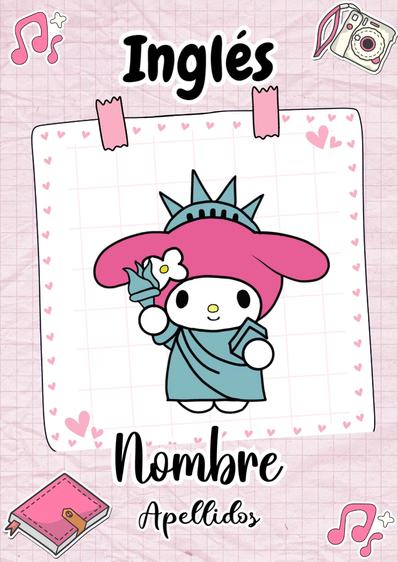Portada de My Melody de Inglés para cuaderno para estudiantes - con colores vivos y llamativos
