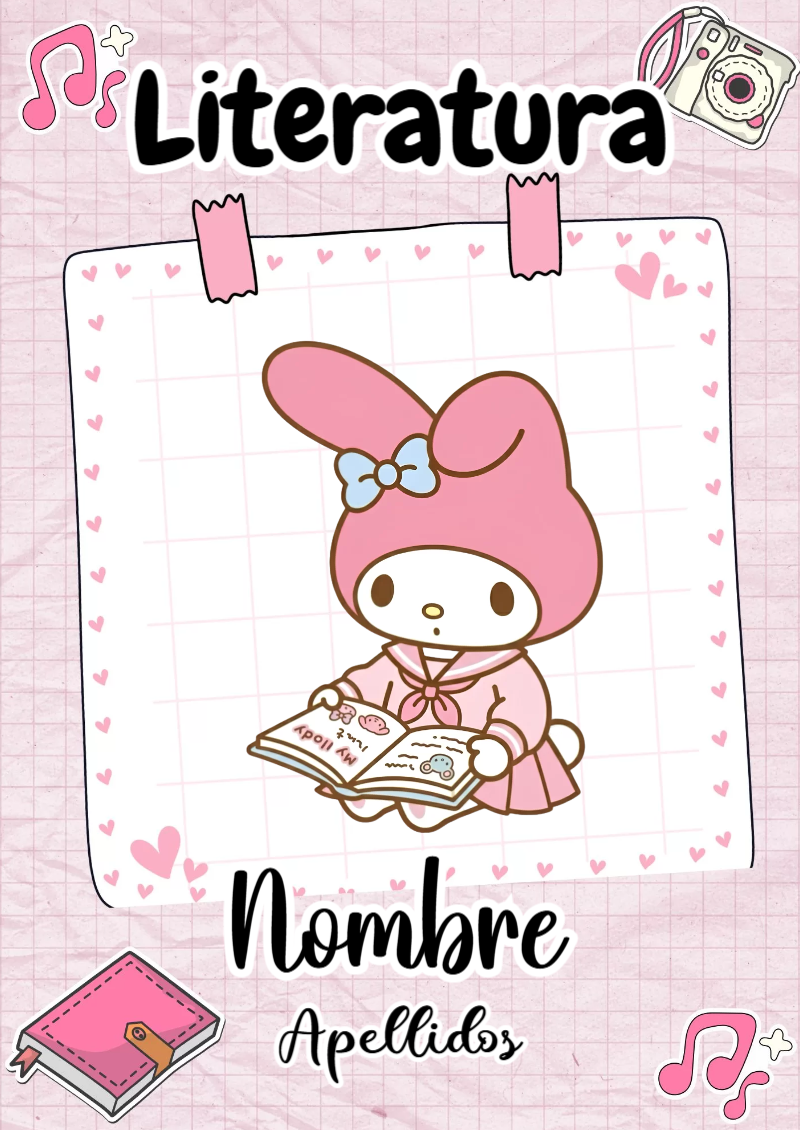 Portada de My Melody de Literatura para cuaderno para clases - con colores vivos y llamativos