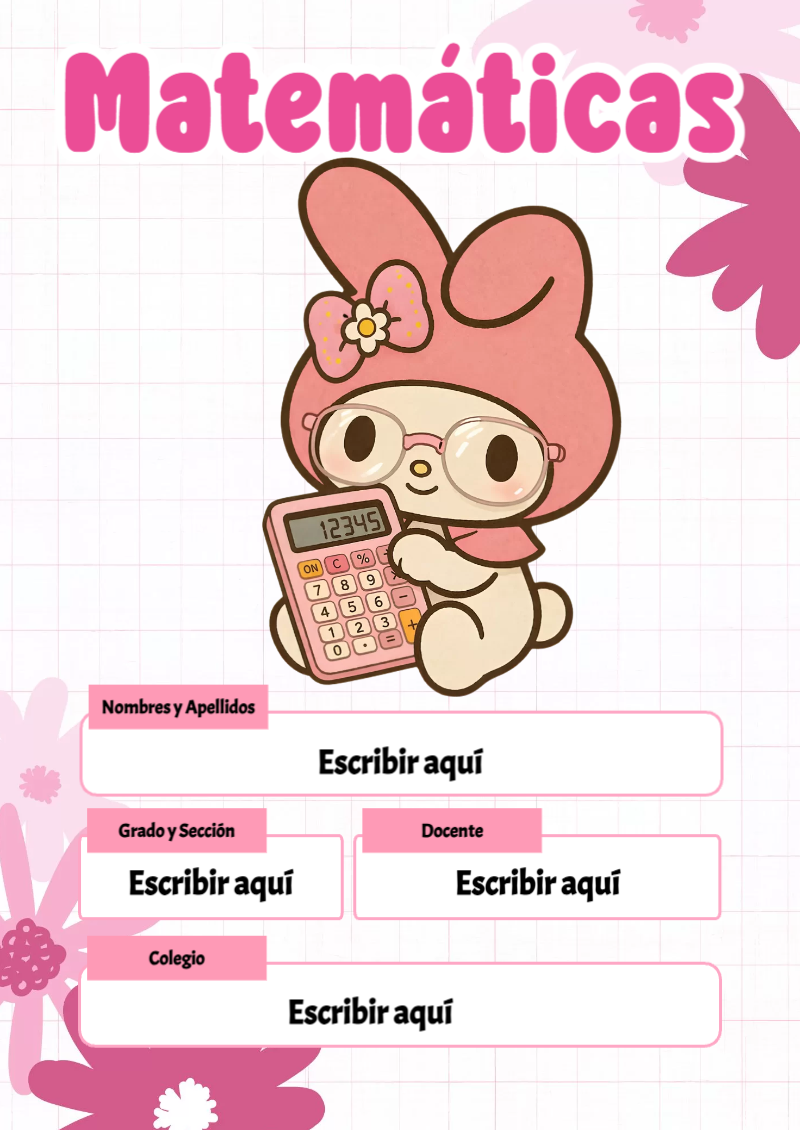 Portada de My Melody de Matemáticas Editable para Imprimir Gratis