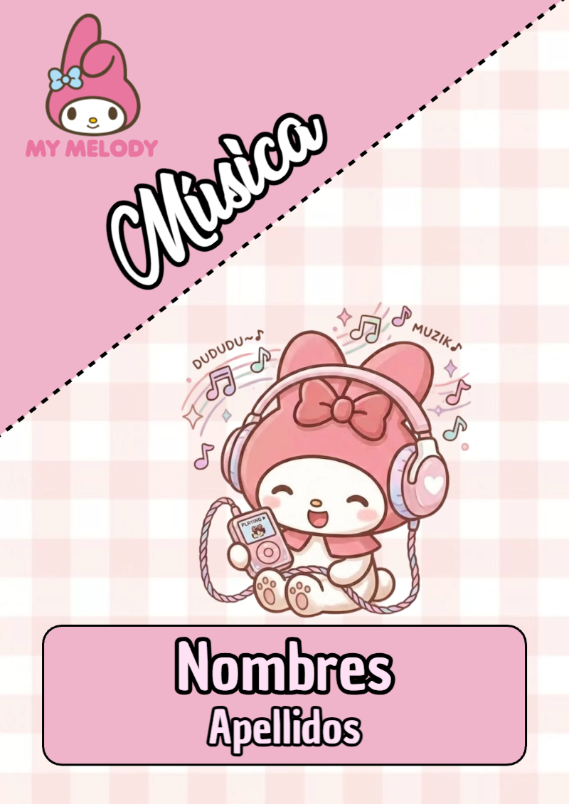 Portada de My Melody de Música para cuaderno bonita para imprimir - perfecto para organizar tus apuntes