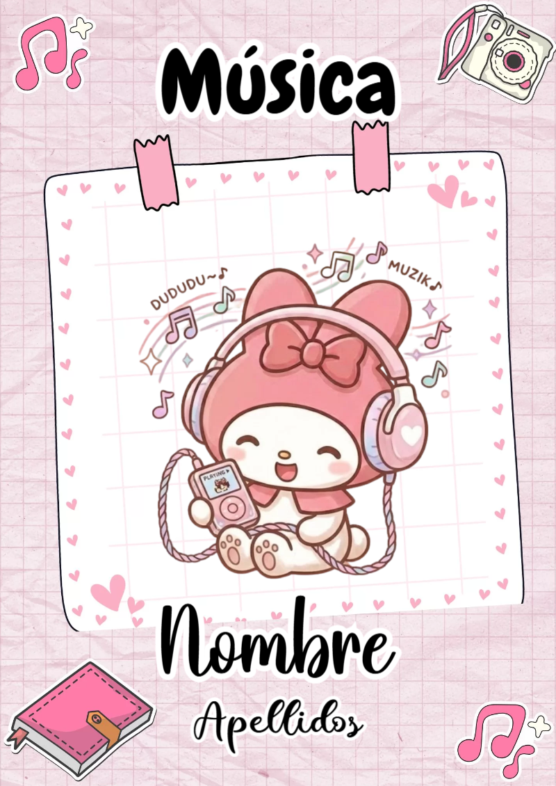 Portada de My Melody de Música para cuaderno decorativa y bonita - diseño exclusivo y original