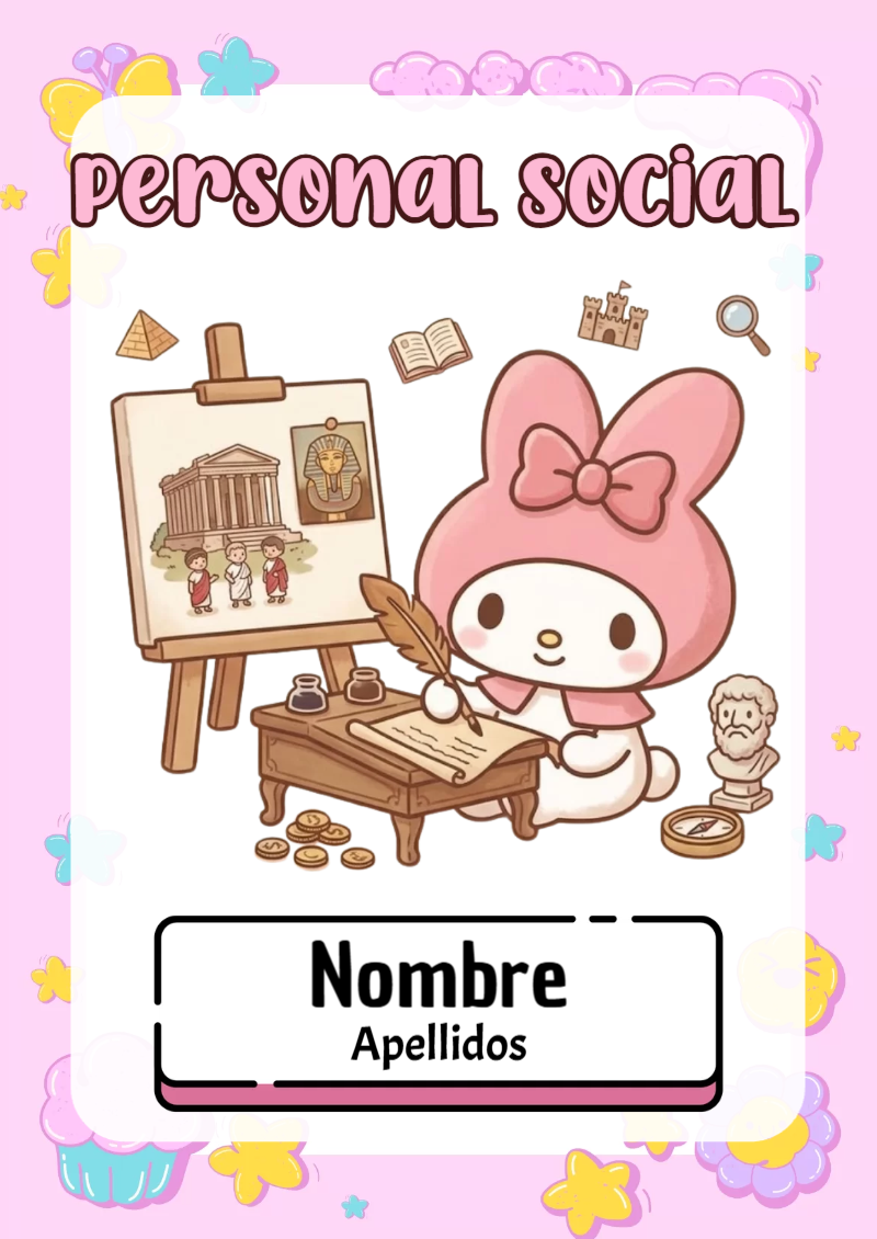 Portada de My Melody de Personal Social para cuaderno en tamaño A4 - para todas las edades y grados