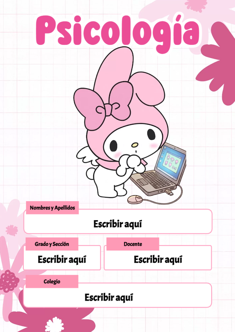 Portada de My Melody de Psicología Editable para Imprimir Gratis