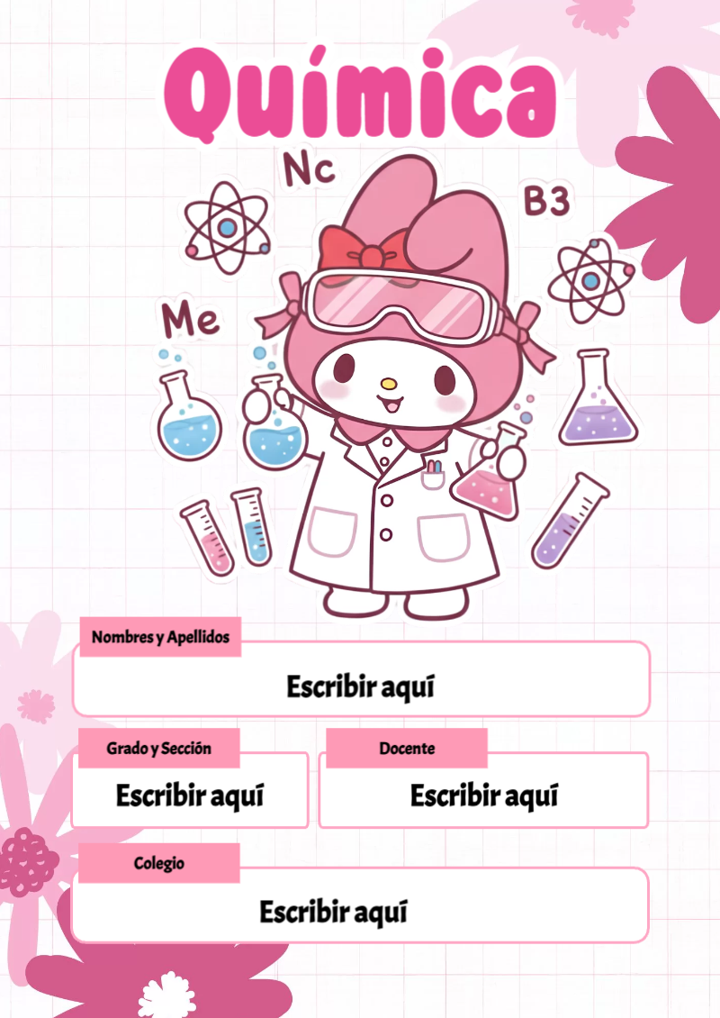 Portada de My Melody de Química Editable para Imprimir Gratis