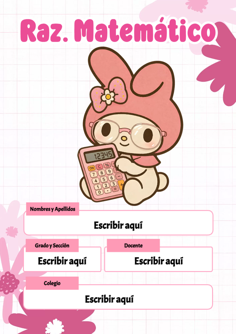 Portada de My Melody de Raz. Matemático Editable para Imprimir Gratis