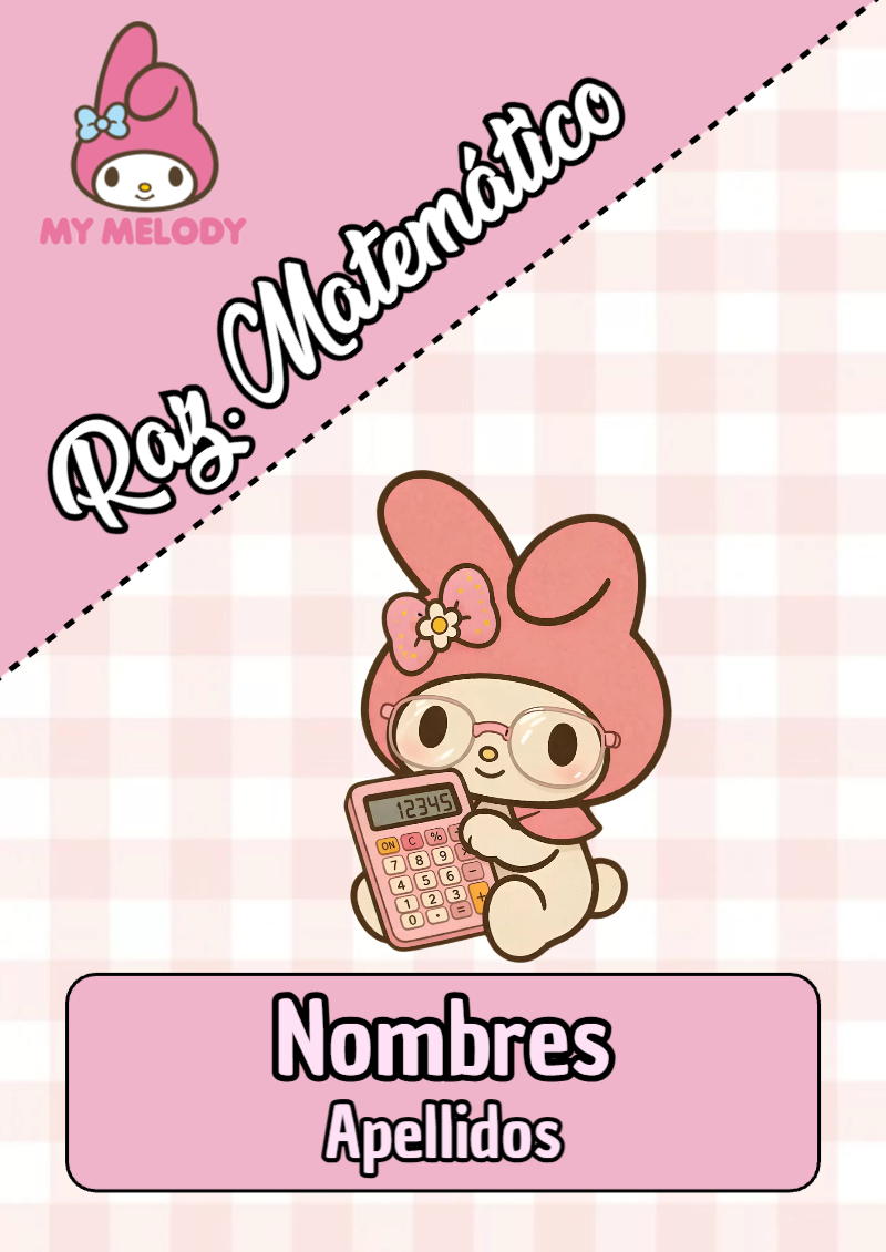 Portada de My Melody de Raz. Matemático Editable para Imprimir Gratis