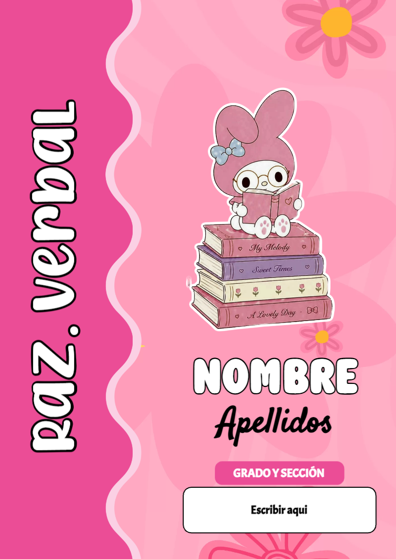 Portada de My Melody de Raz. Verbal Editable para Imprimir Gratis