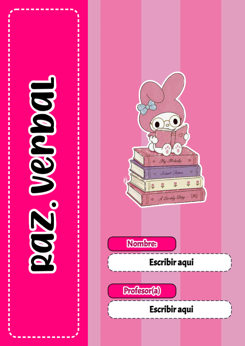 Portada de My Melody de Raz. Verbal Editable para Imprimir Gratis