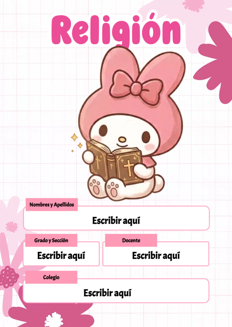 Portada de My Melody de Religión Editable para Imprimir Gratis
