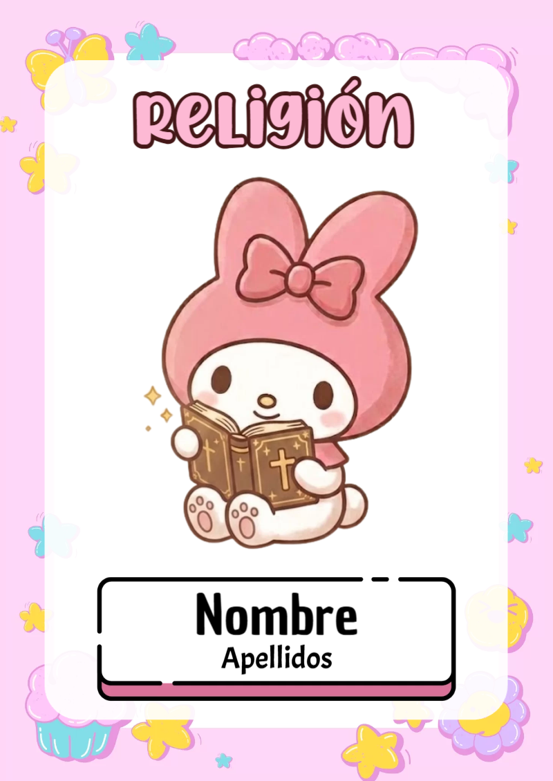 Portada de My Melody de Religión para cuaderno ideal para niños - para el regreso a clases