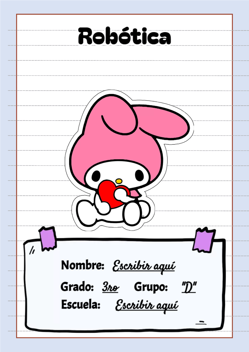 Portada de My Melody de Robótica Editable para Imprimir Gratis
