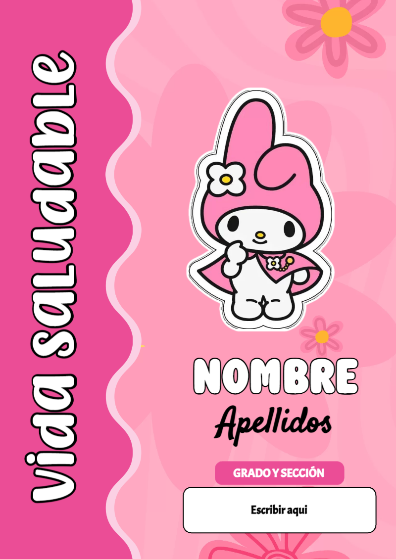 Portada de My Melody de Vida Saludable Editable para Imprimir Gratis