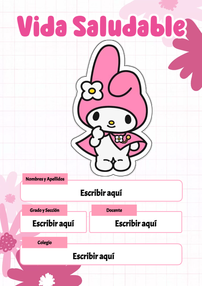 Portada de My Melody de Vida Saludable Editable para Imprimir Gratis