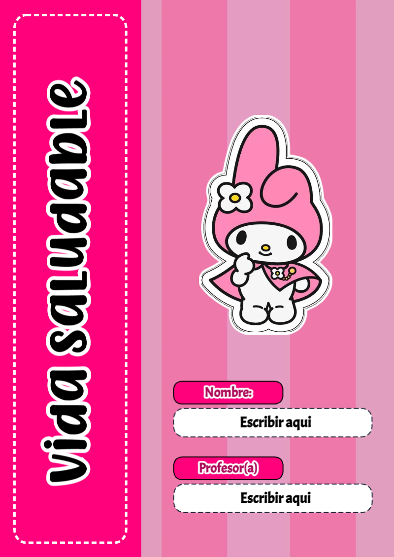 Portada de My Melody de Vida Saludable Editable para Imprimir Gratis
