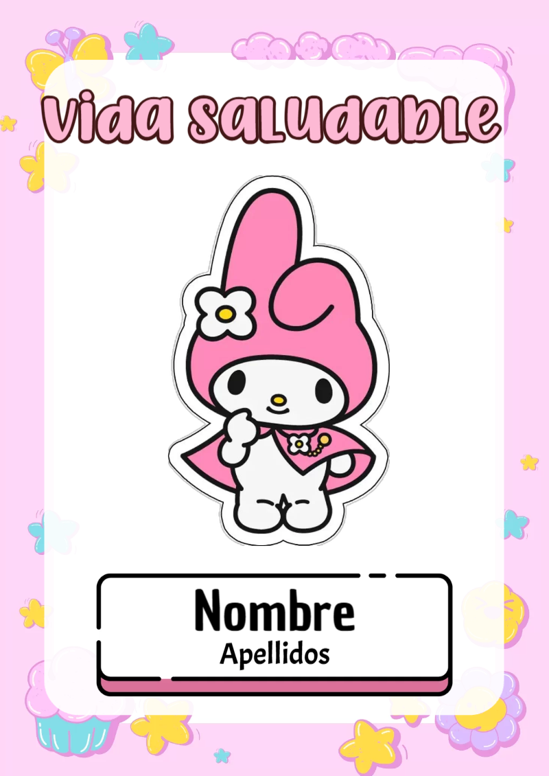 Portada de My Melody de Vida Saludable para cuaderno bonita para imprimir - creación especial de Mini Canva
