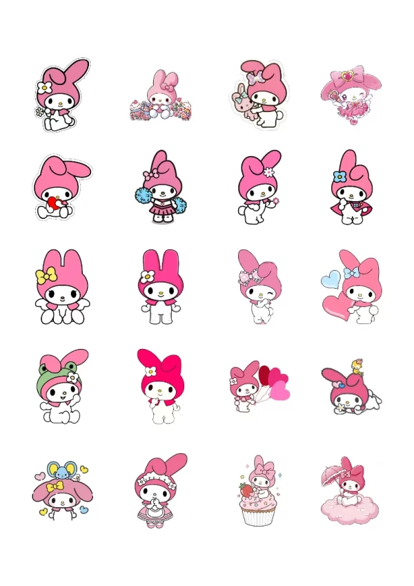 Stickers infantiles de MY MELODY para Imprimir y Recortar Gratis (Diseño 2) bonitos para imprimir - tendencia educativa 2026