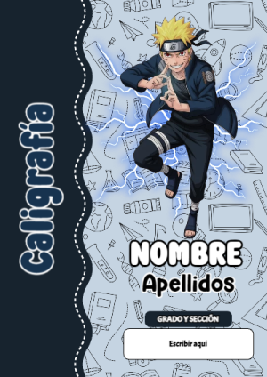 Portada de Naruto de Caligrafía para cuaderno para estudiantes - para todas las edades y grados