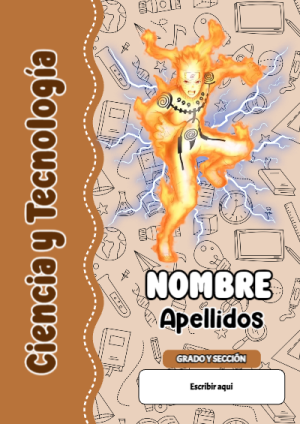 Portada de Naruto de Ciencia y Tecnología para cuaderno con estilo creativo - para personalizar tus materias