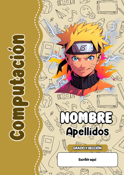 Portada de Naruto de Computación Editable para Imprimir Gratis