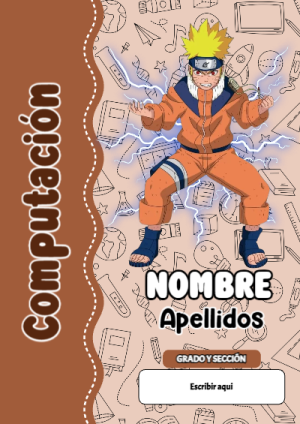 Portada de Naruto de Computación para cuaderno escolar creativa - estilo único para estudiantes