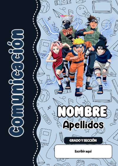 Portada de Naruto de Comunicación para cuaderno para clases - disponible para descarga gratuita