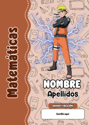Portada de Naruto de Matemáticas para cuaderno decorativa y bonita - ideal para cuadernos de espiral