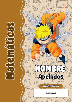 Portada de Naruto de Matemáticas para cuaderno escolar creativa - creación especial de Mini Canva