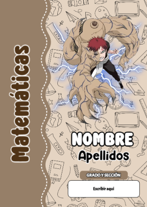 Portada de Naruto de Naruto de Matemáticas para cuaderno personalizada para imprimir - para el regreso a clases
