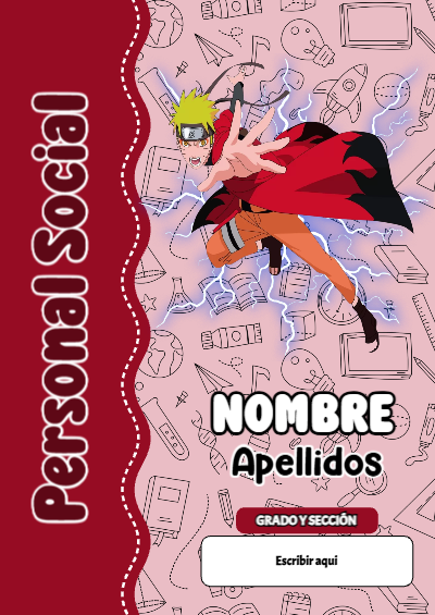 Portada de Naruto de Personal Social para cuaderno decorativa y bonita - creación especial de Mini Canva