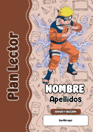 Portada de Naruto de Plan Lector para cuaderno personalizada para imprimir - para el regreso a clases